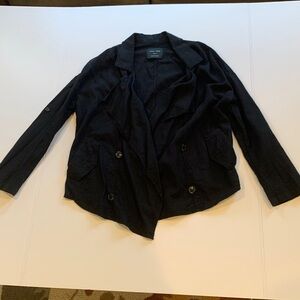 Love Tree Linen Blend Casual Blazer Cardigan Black Draped Front Women’s Small